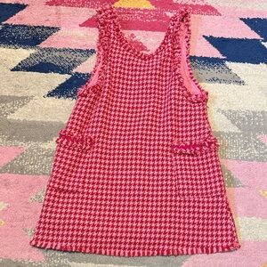 ZARA Textured Frayed Houndstooth Dress